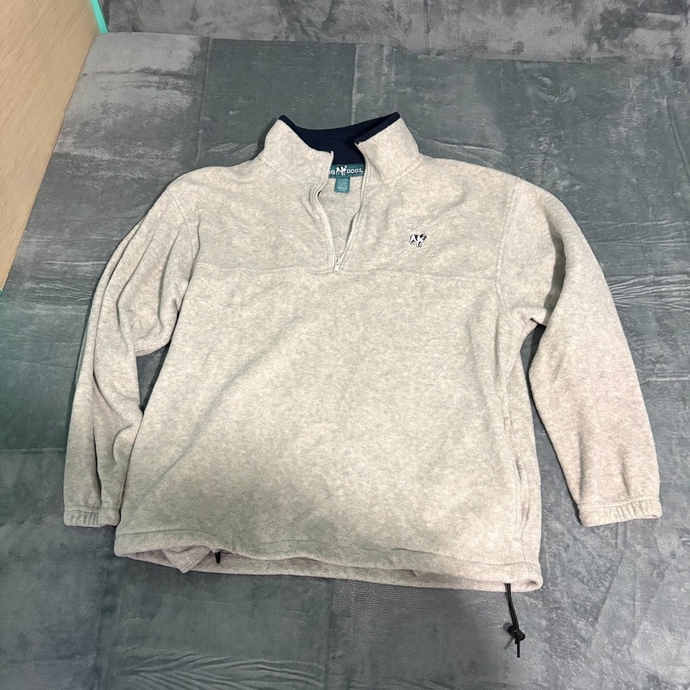 Big Dog Sweater Mens Medium 1/4 Zip Fleece Gray Pull Over Y2K
